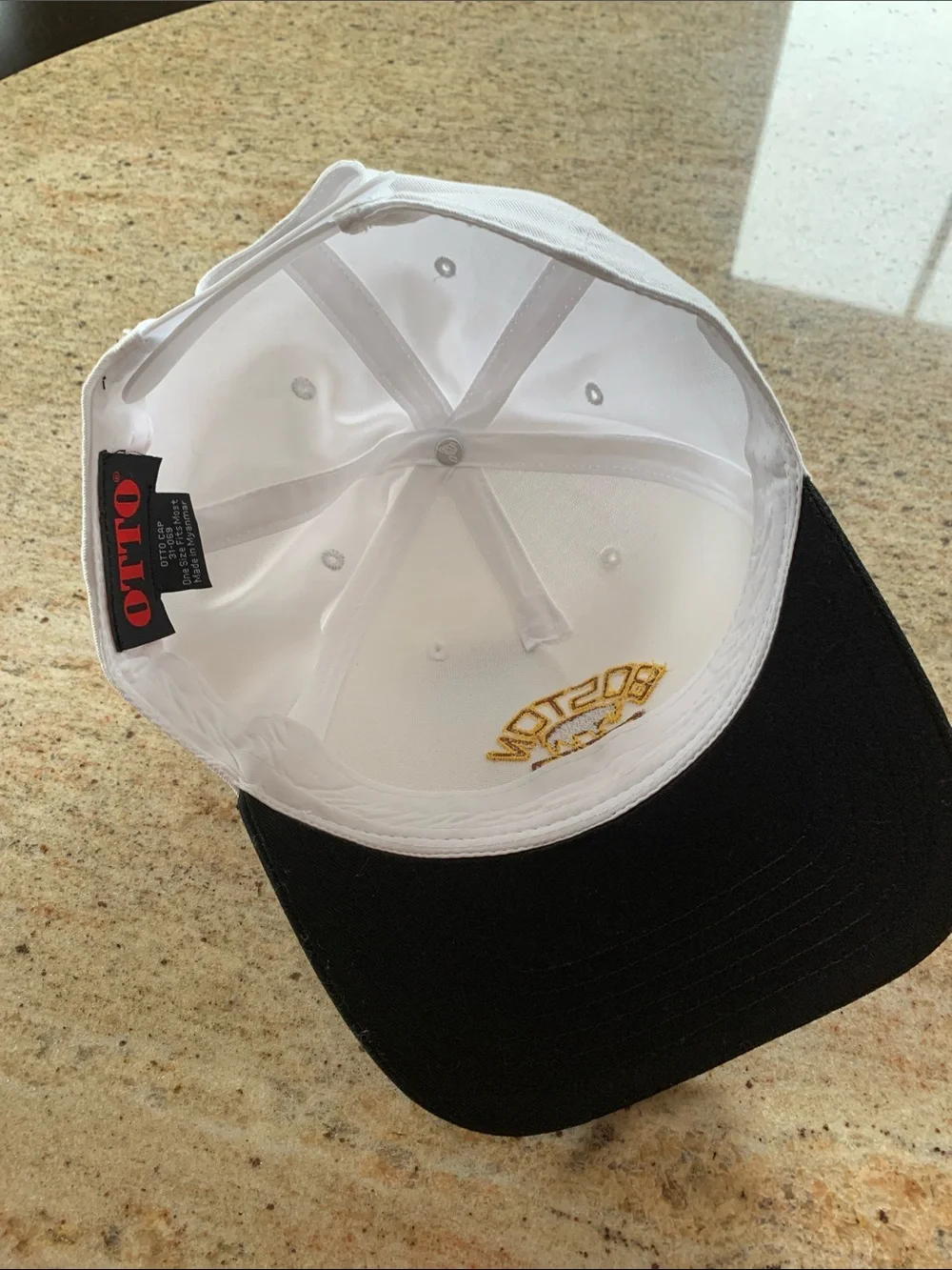 OTTO White and Black Baseball Cap with Gold Logo